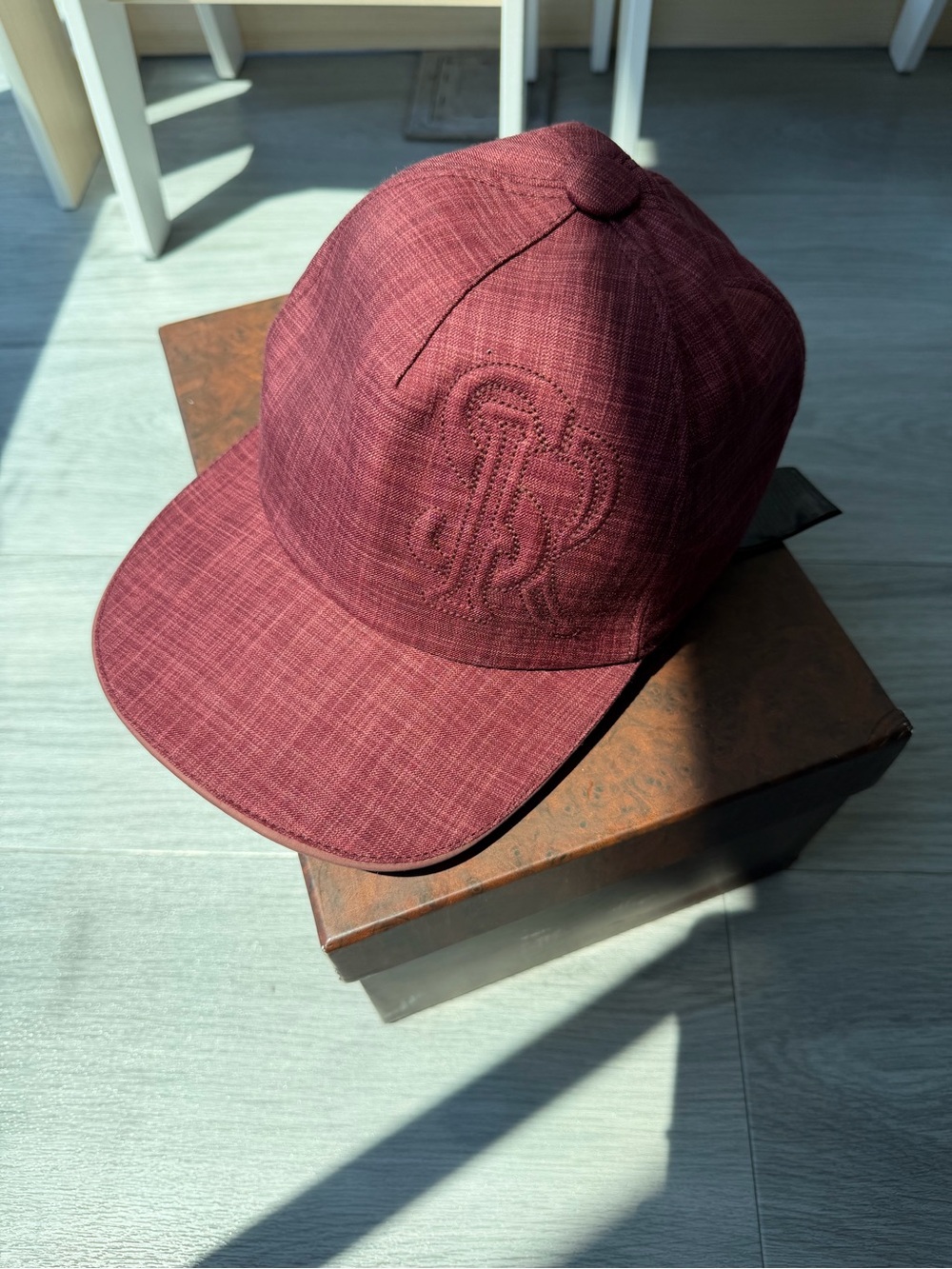 Stefano Ricci Maroon Embroidered Logo Baseball Cap